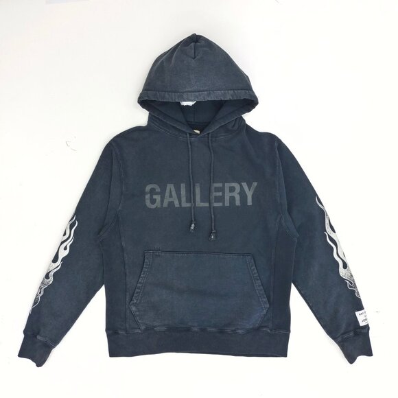Gallery Black Hoodie With Flame Sleeves